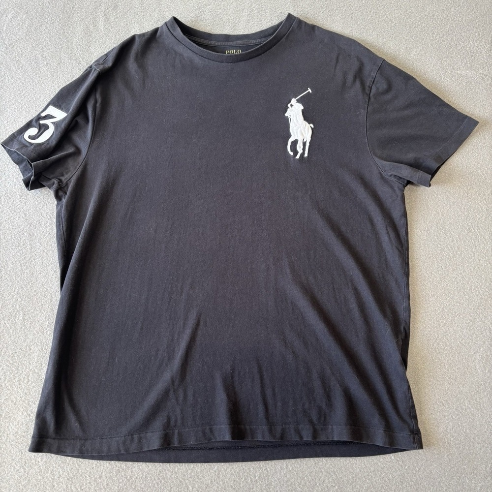 Polo Ralph Lauren Black T-Shirt White Big Pony Short Sleeve Logo #3 Tee Mens M